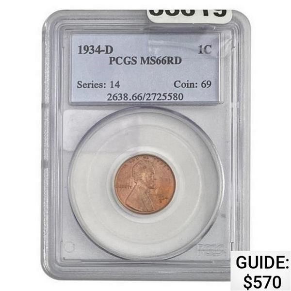 1934-D Wheat Cent PCGS MS66 RD