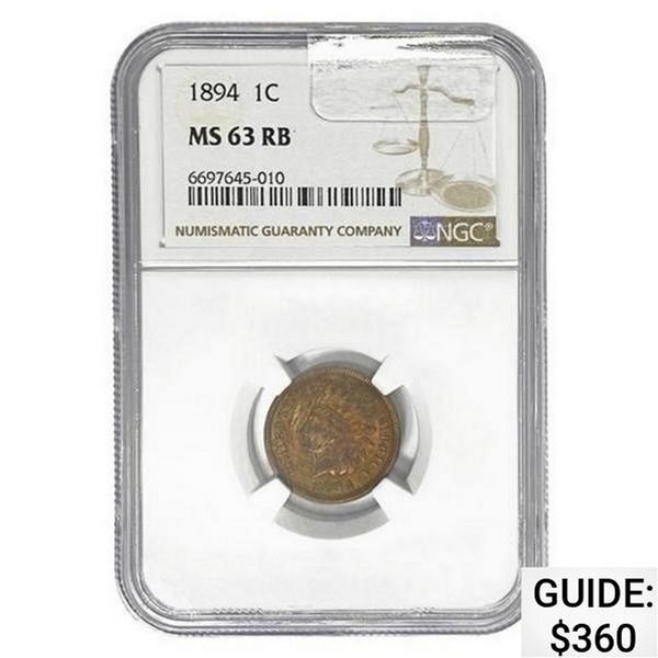 1894 Indian Head Cent NGC MS63 RB