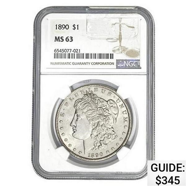 1890 Morgan Silver Dollar NGC MS63