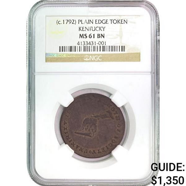 (c.1792) Kentucky Token Plain Edge NGC M