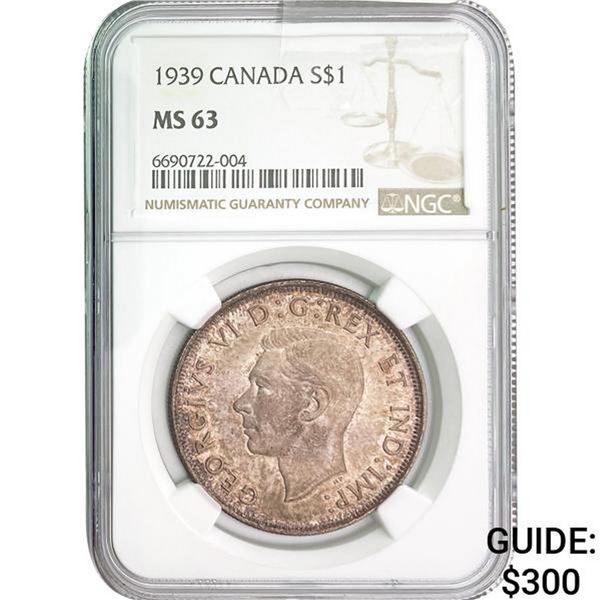 1939 Canada $1 NGC MS63