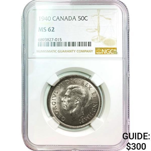 1940 Canada 50C NGC MS62