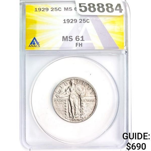 1929 25C ANACS MS61 FH