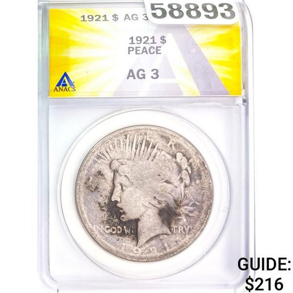 1921 Peace Dollar ANACS AG3