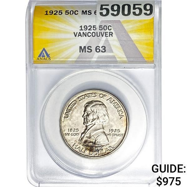 1925 50C Vancouver ANACS MS63