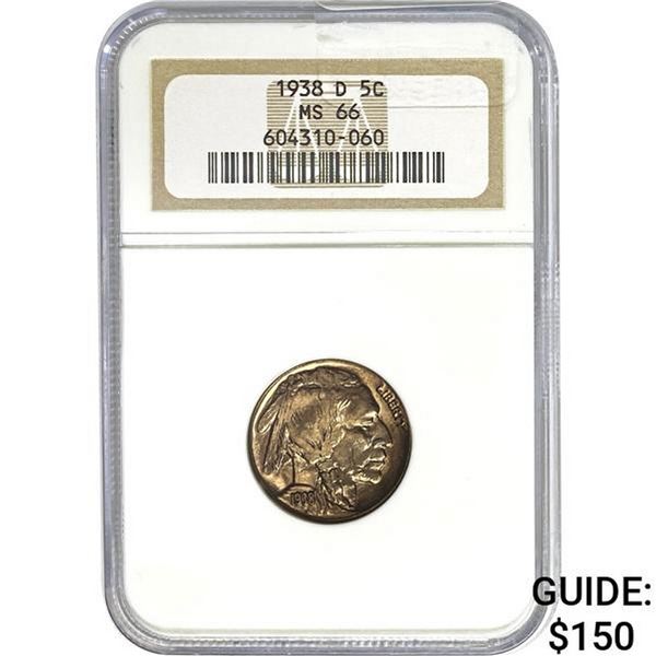 1938-D 5c ANACS MS66