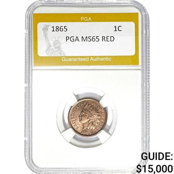 1865 1C Indian Head Cent PGA MS65 RED