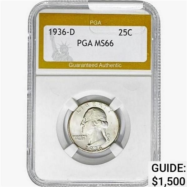 1936-D Washington Silver Quarter PGA MS66