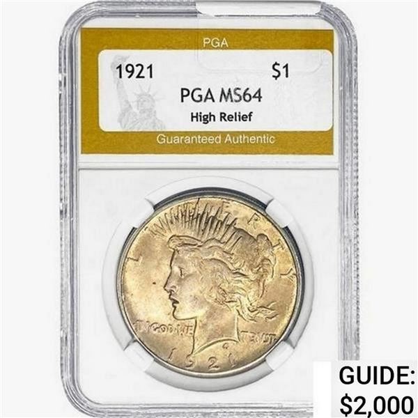 1921 Silver Peace Dollar PGA MS64 HR