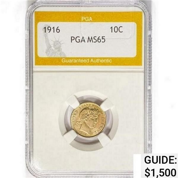 1916 Barber Dime PGA MS65