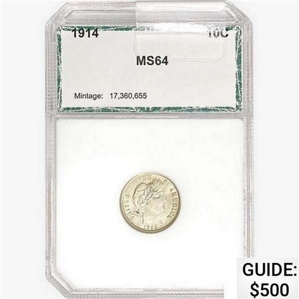 1914 Barber Dime PCI MS64