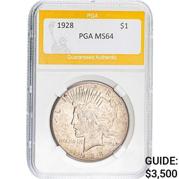 1928 $1 Peace Dollar PGA MS64