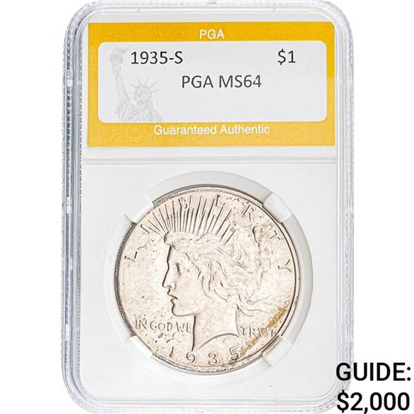1935-S Peace Dollar PGA MS64
