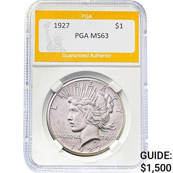 1927 $1 Peace Dollar PGA MS63