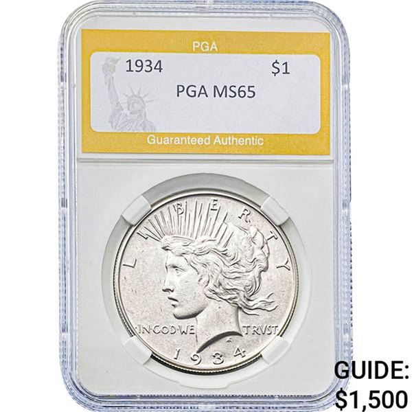 1934 $1 Peace Dollar PGA MS65