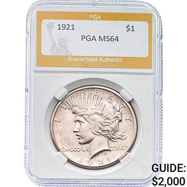1921 $1 Peace Dollar PGA MS64
