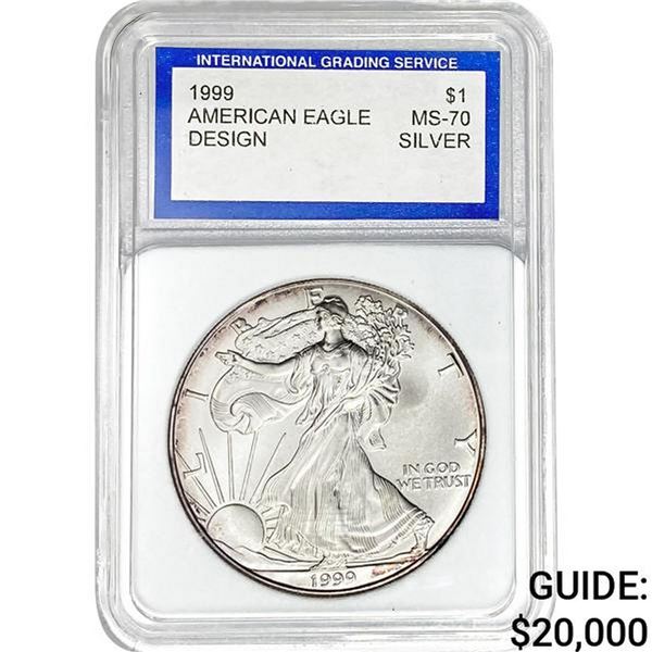 1999 $1 American Silver Eagle IGS MS70