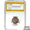 Image 1 : 1867 1C Indian Head PGA MS64 RED