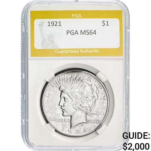 1921 $1 Peace Dollar PGA MS64