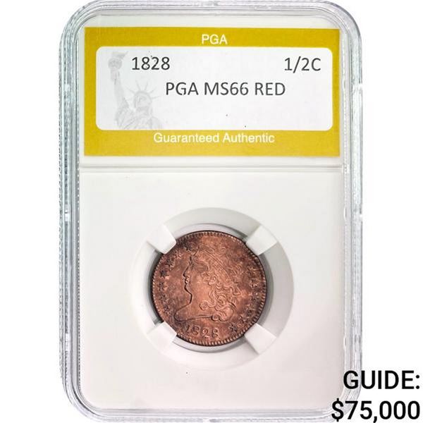 1828 1/2C PGA MS66 RED