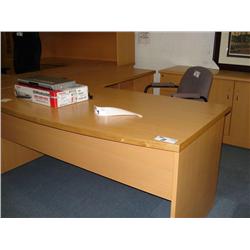 Maple Executive L-Shaped Bowfront Desk