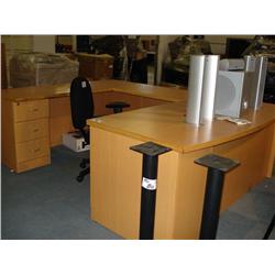 Maple Executive U-Shaped Bowfront Double Ped Desk