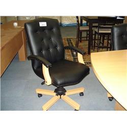 Maple Framed Black Leather Executive Gaslift Chair