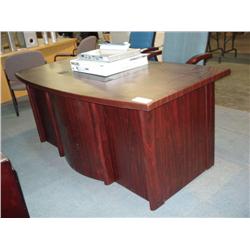Mahogany Bowfront Executive Desk W/inlay