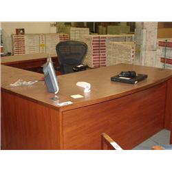 Cherry U-Shaped Bowfront Executive Desk