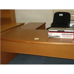 Oak L=shaped Bowfront Executive Desk