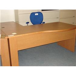 Oak L-Shaped Semi Bowfront Executive Desk