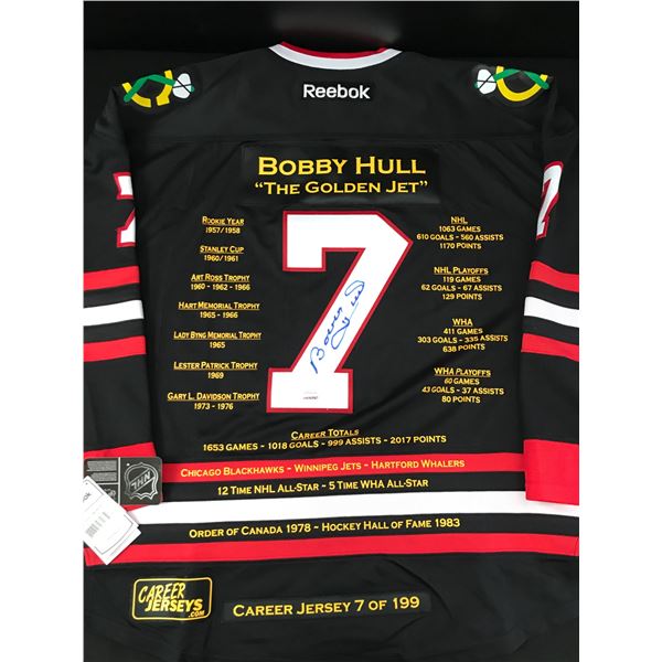 LTD EDITION BOBBY HULL SIGNED CAREER JERSEY AUTOGRAPH AUTHENTIC HOLO 7/199