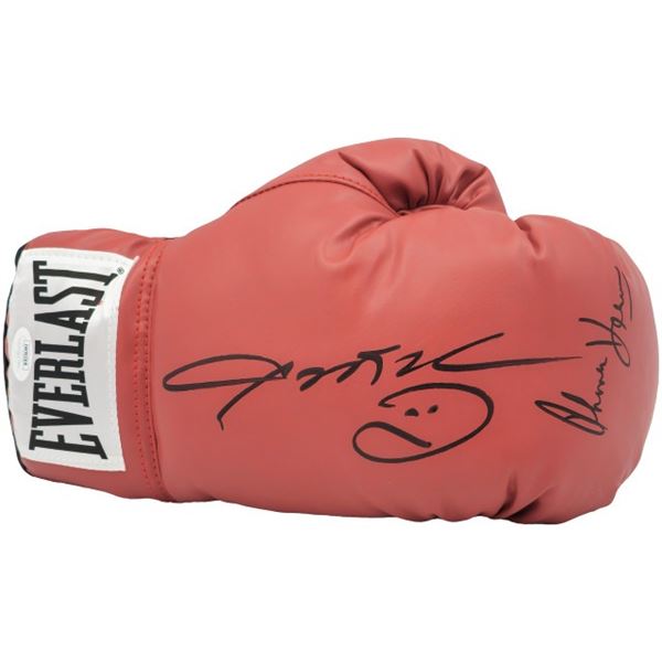 Sugar Ray Leonard Thomas Hitman Hearns Signed Red Right Boxing Glove JSA