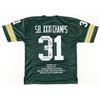 Image 1 : "S.B. XXXI Champs" Highlight Stat Jersey Signed By (5)  Levens, Beebe, Freeman, Rison (JSA COA)
