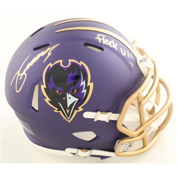 ZAY FLOWERS SIGNED BALTIMORE RAVENS 2024 PURPLE AUTHENTIC SPEED HELMET BECKETT