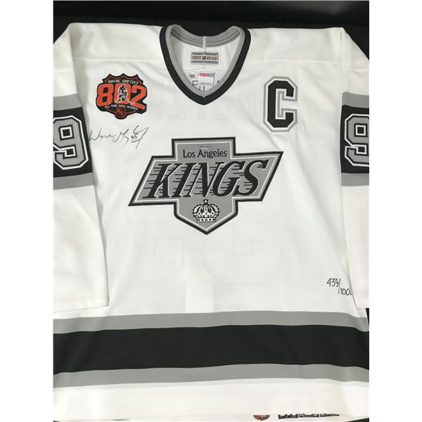 WAYNE GRETZKY SIGNED L A KINGS LTD. EDITION 802 GOAL DOUBLE CCM JERSEY439/1000 (UPPER DECK COA)