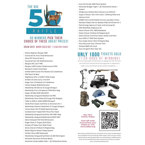 TEN "BIG 50" RAFFLE TICKETS