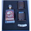 Image 1 : Full Curl 9 Year Bourbon Wiskey w/ 2 Leather Wrapped Glasses/Coaster & Leather Wrapped Flask