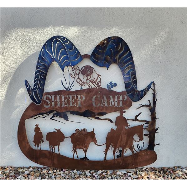 "Sheep Camp" Steel Wall Hanging (Appox. 47" X 43" tall)