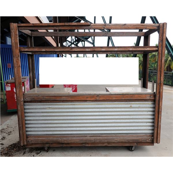 Concession Kiosk Cart on Wheels w/ Beverage Tub 90" x 24" x 88"H