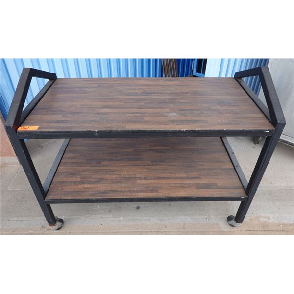 Metal 2-Tier Utility Cart on Wheels w/ Laminate Shelves 48" x 24" x 32"H