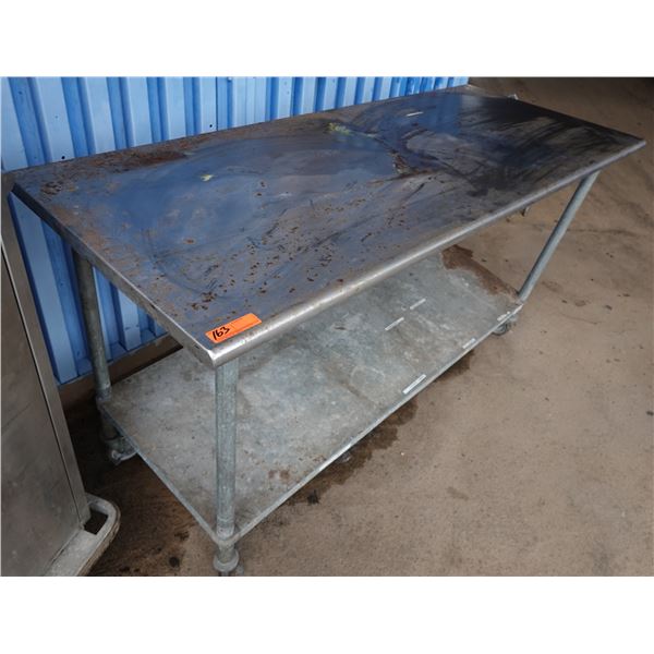 Metal Work Table on Wheels w/ Undershelf 72" x 30" x 39"H