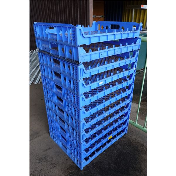 Qty 11 Love's Bakery Blue Plastic Stacking Bread Trays 22" x 25"