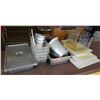 Image 1 : Multiple Metal & Plastic Food Containers w/ Some Lids, Cutting Boards, Rack, etc