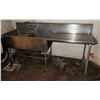 Image 1 : Metal 2-Basin Sink w/ Drainboard & Faucet 90" x 28" x 37"H