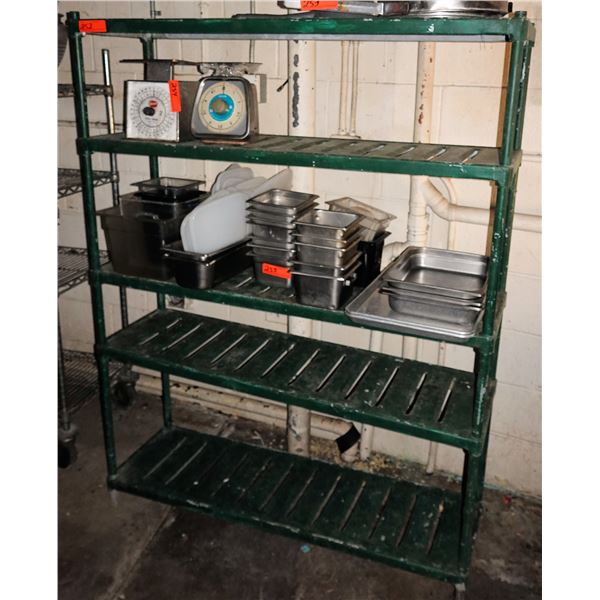 Green Metal Shelving Unit 48" x 14" x 64"H (contents not included)