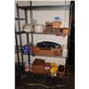 Image 1 : Metro Metal Shelving Unit 46" x 18" x 74"H & Contents: Plates & Take-Out Containers, Foil, Lids, etc