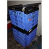 Image 1 : Qty 9 Love's Bakery Blue Plastic Stacking Bread Trays  22" x 25" on Rack