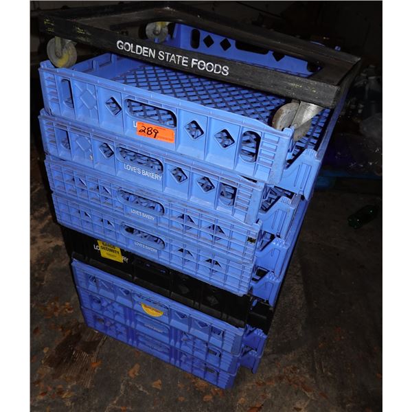 Qty 7 Love's Bakery Blue Plastic Stacking Bread Trays  22" x 25" on Rack