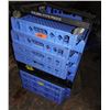 Image 1 : Qty 7 Love's Bakery Blue Plastic Stacking Bread Trays  22" x 25" on Rack